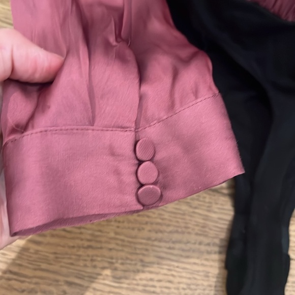 Paige Sevynne Surplice V Neck Shirt Bodysuit Silky Satin Long Sleeves Top L $179 - Picture 8 of 9